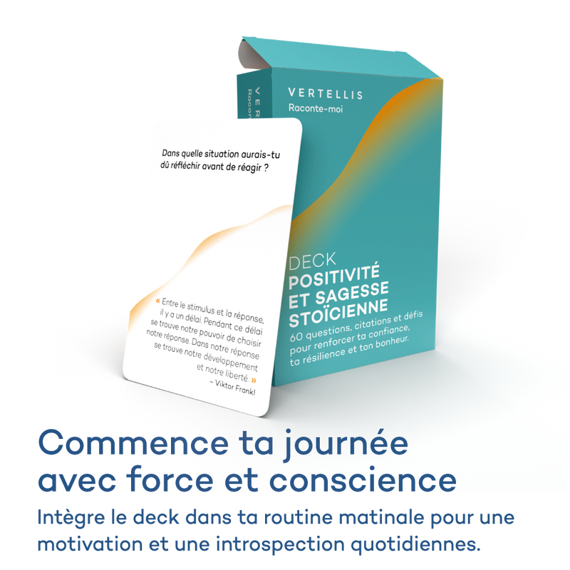 Deck Positivité et Sagesse Stoïcienne - 60 questions et défis pour renforcer ta confiance, ta résilience et ton bonheur